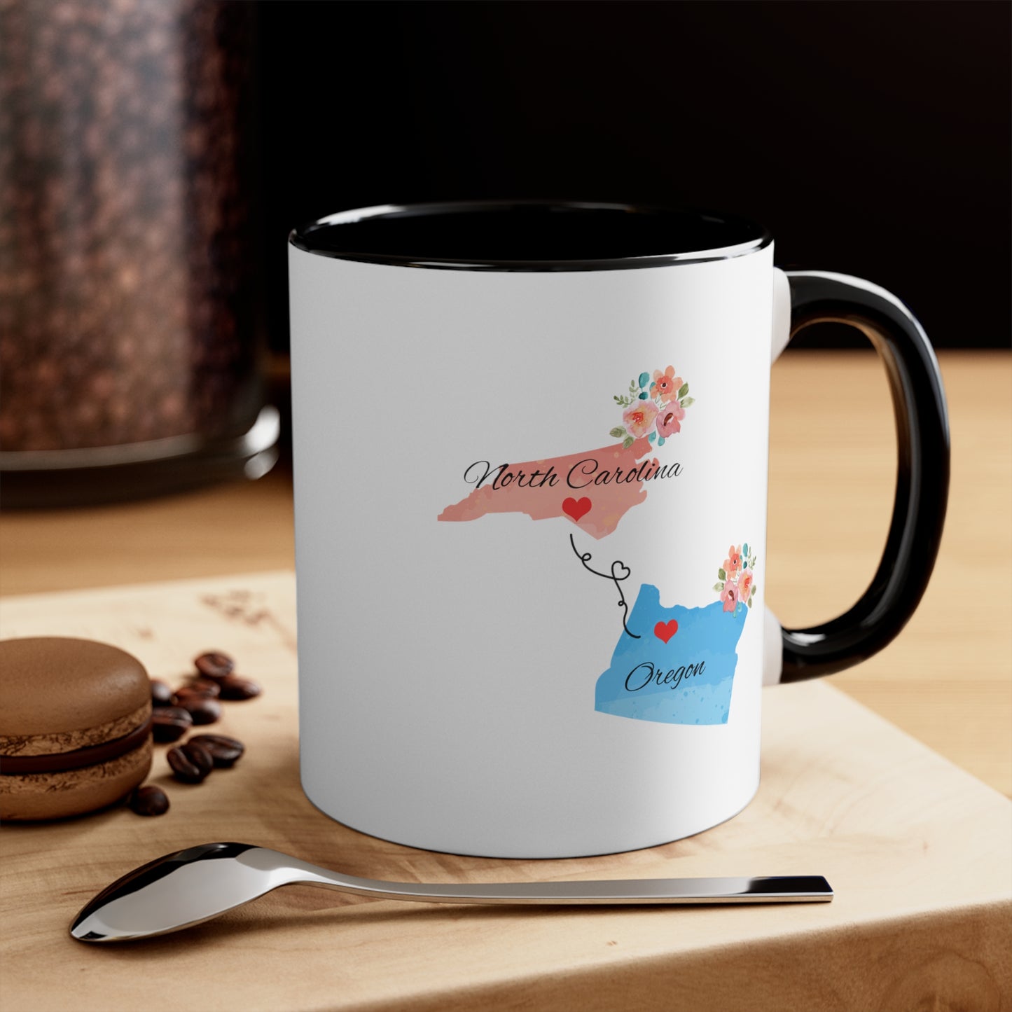 Long Distance Friends Coffee Mug - North Carolina to Oregon Design | Moving Away Gift