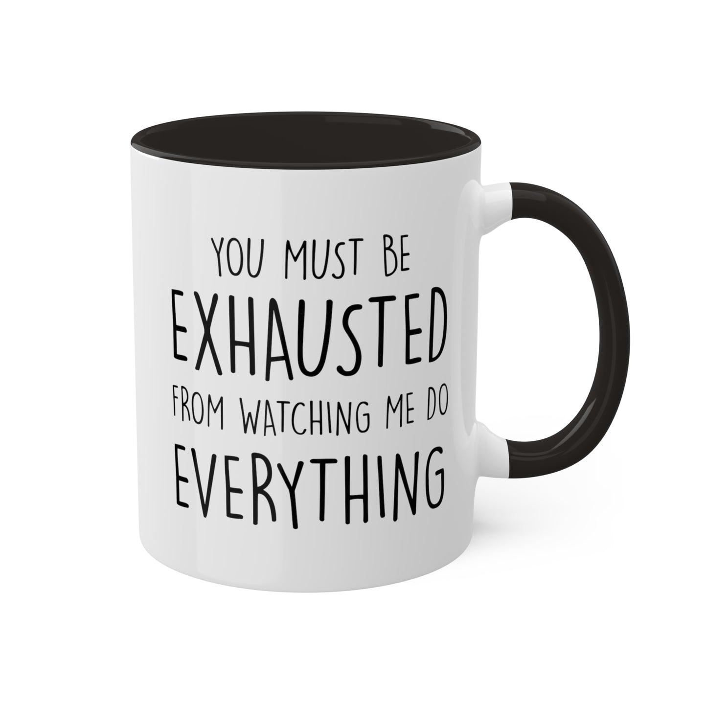 Dad Two Tone Coffee Mug - Exhausted From Watching Me Do Everything | Father's Day Gift