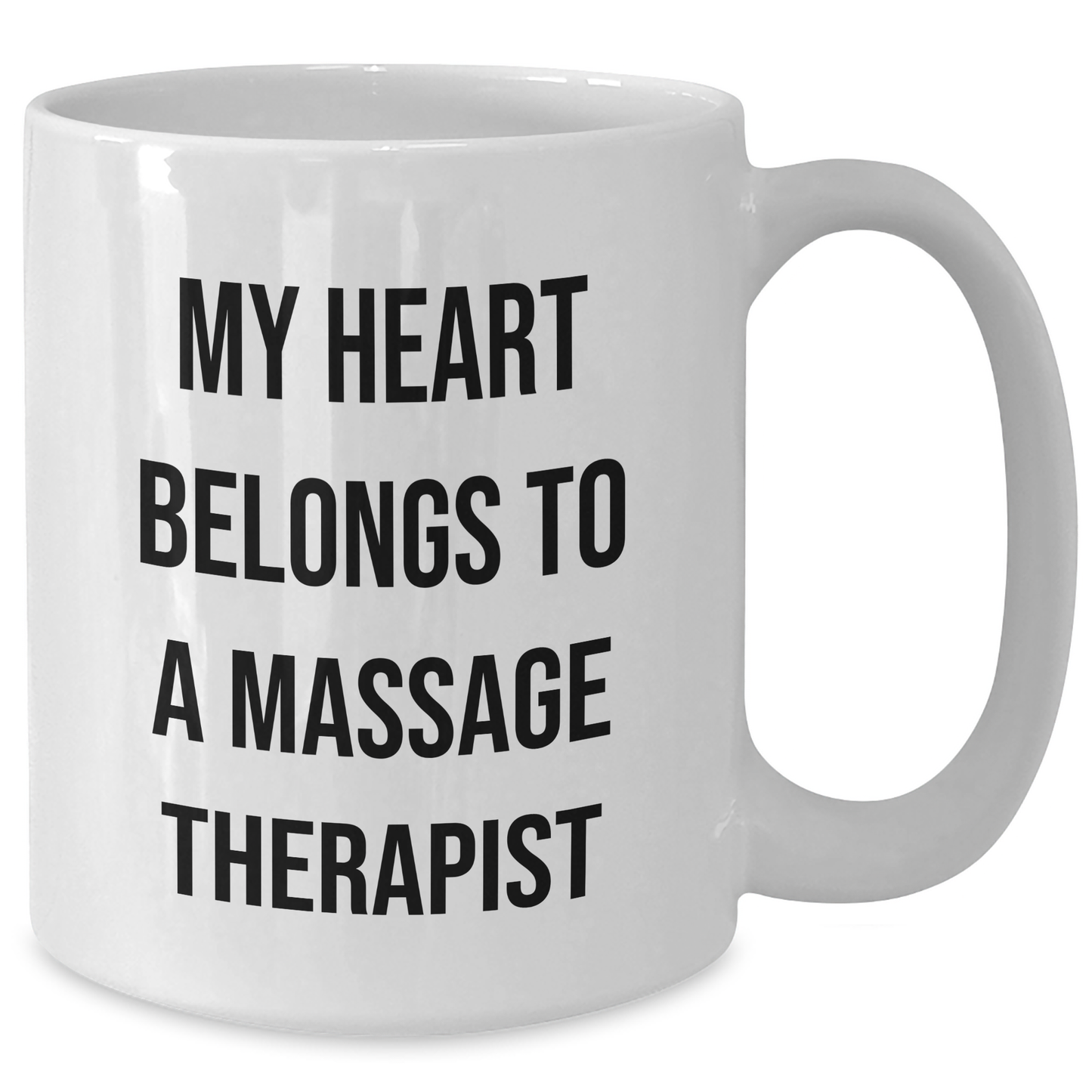 Funny Massage Therapist Gifts for Him - 'My Heart Belongs To A Massage Therapist' White Coffee Mug, Gifts from Men to Family - Additional