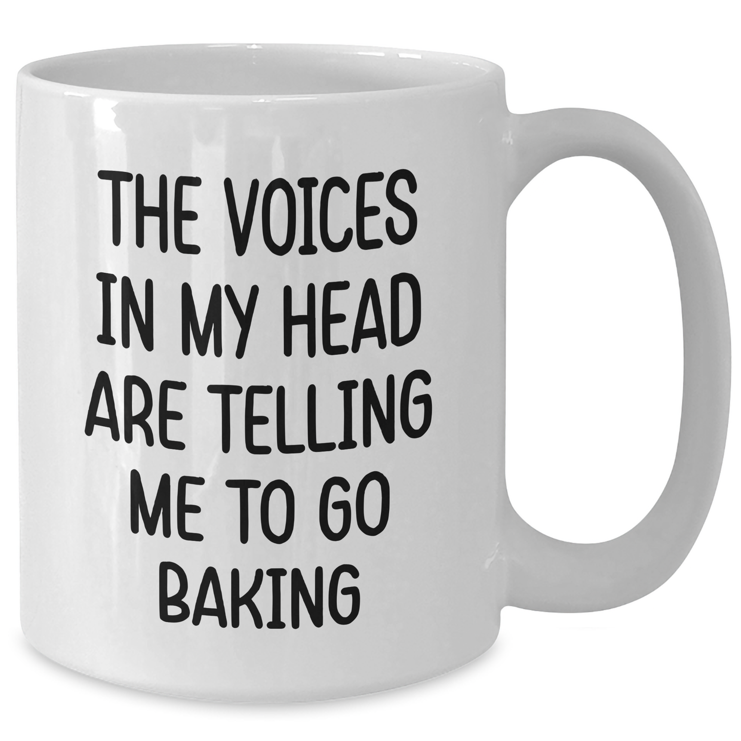 Funny Baking Quotes Gifts for Men Father's Day White Coffee Mug - 'The Voices In My Head Are Telling Me To Go Baking' - Unique Gifts from Friends or Family - Additional