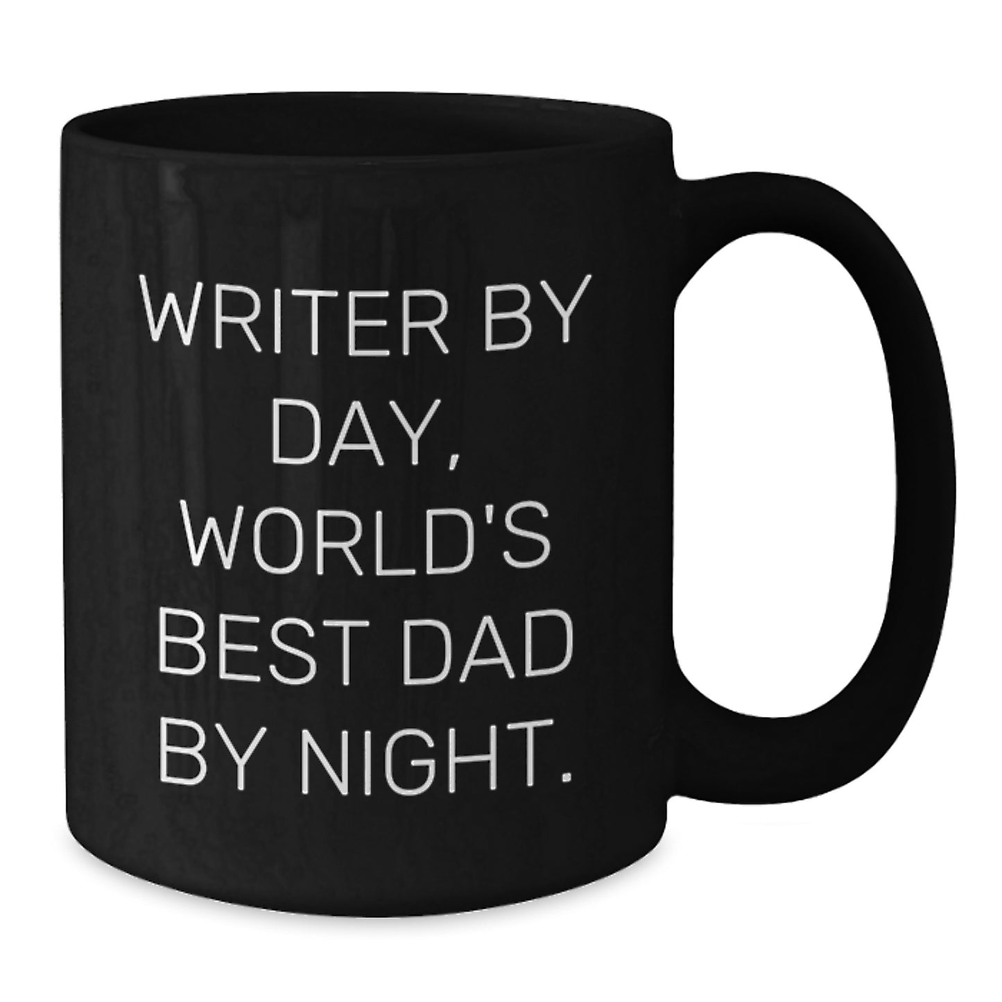 Funny Writer Gifts for Him, Valentine's Unique Mugs from Dad to Son, Black Coffee Mug, 'Writer By Day, World's Best Dad By Night. - Additional