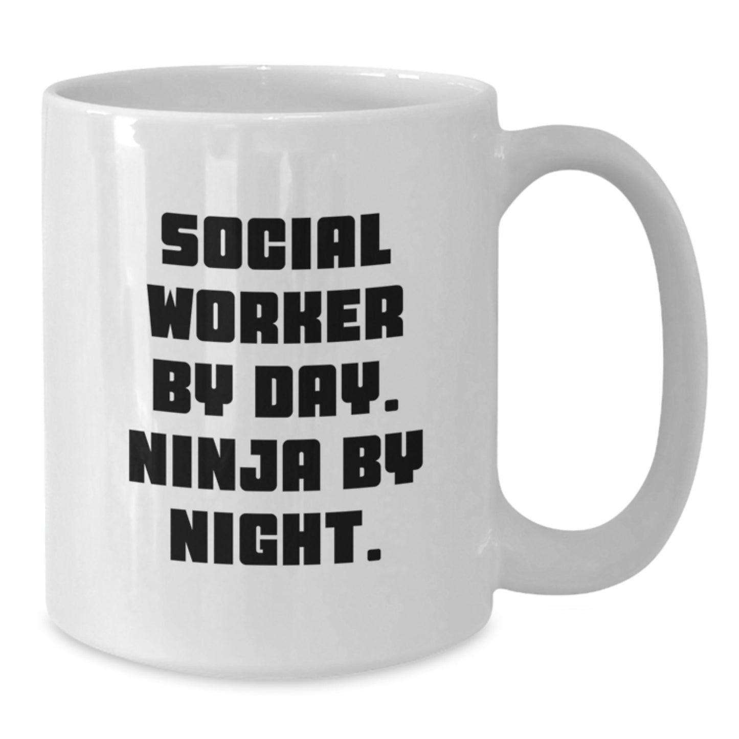 Funny Social Worker Gifts from Friends, White Coffee Mug for Social Worker By Day Ninja By Night, Unique Graduation Unique Gifts for Social Worker - Additional