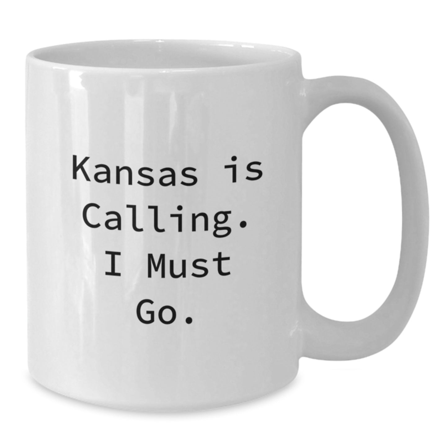 Funny Kansas Gifts for Men from Friends, Kansas White Coffee Mug with Quote 'Kansas Is Calling. I Must Go.' - Ideal Gift for Kansas - Additional