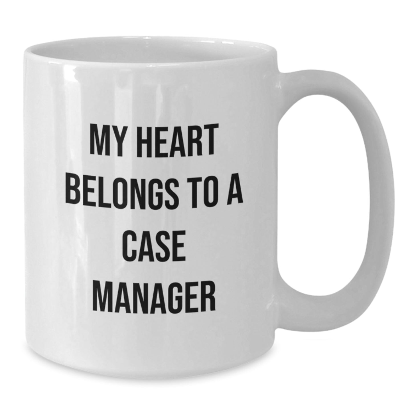Funny Case Manager Gifts, White Coffee Mugs for Case Manager Graduation, 'My Heart Belongs To A Case Manager' Men Women Coworkers Friends Family - Additional