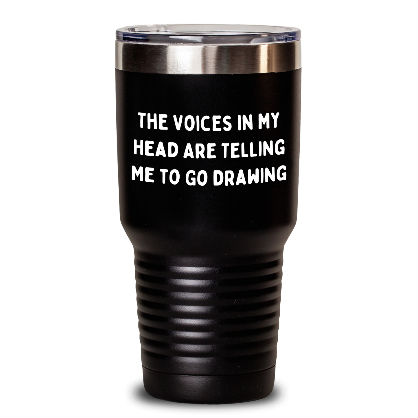 Funny Drawing Quotes Gifts for Him from Friends - 'The Voices In My Head Are Telling Me To Go Drawing' Tumbler, 20oz or 30oz Capacity, Stainless Steel / Powder Coating, Gift for Father's Day - Main