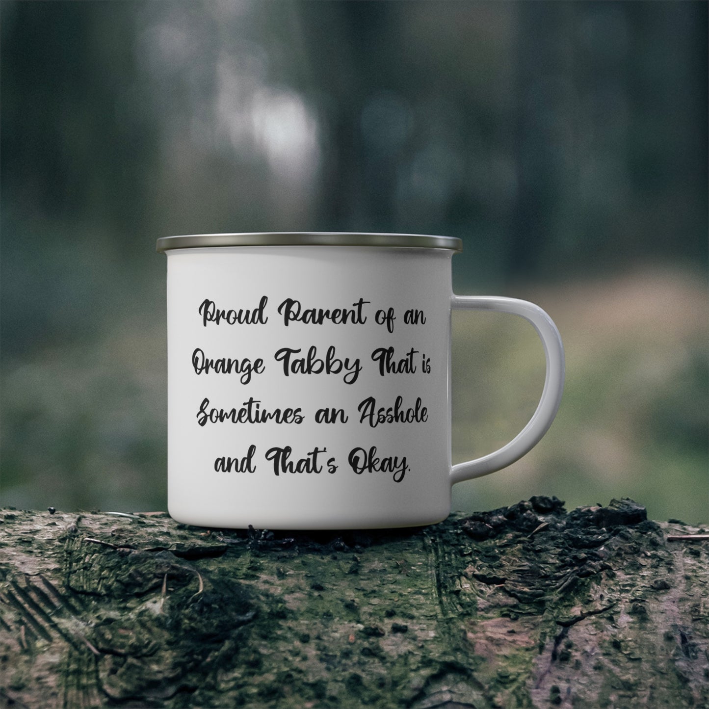 Cat Lover Camping Mug - Proud Parent of an Orange Tabby | Funny Gift for Cat Owners