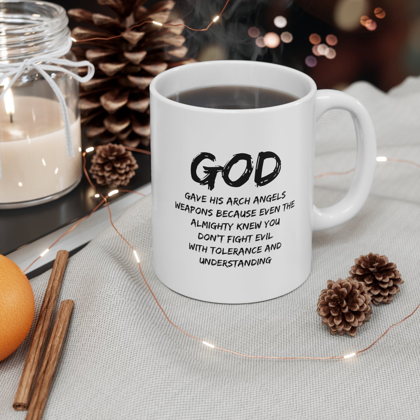 Army Veteran Ceramic Coffee Mug - God Gave His Arch Angels Weapons | Veteran's Day Gift