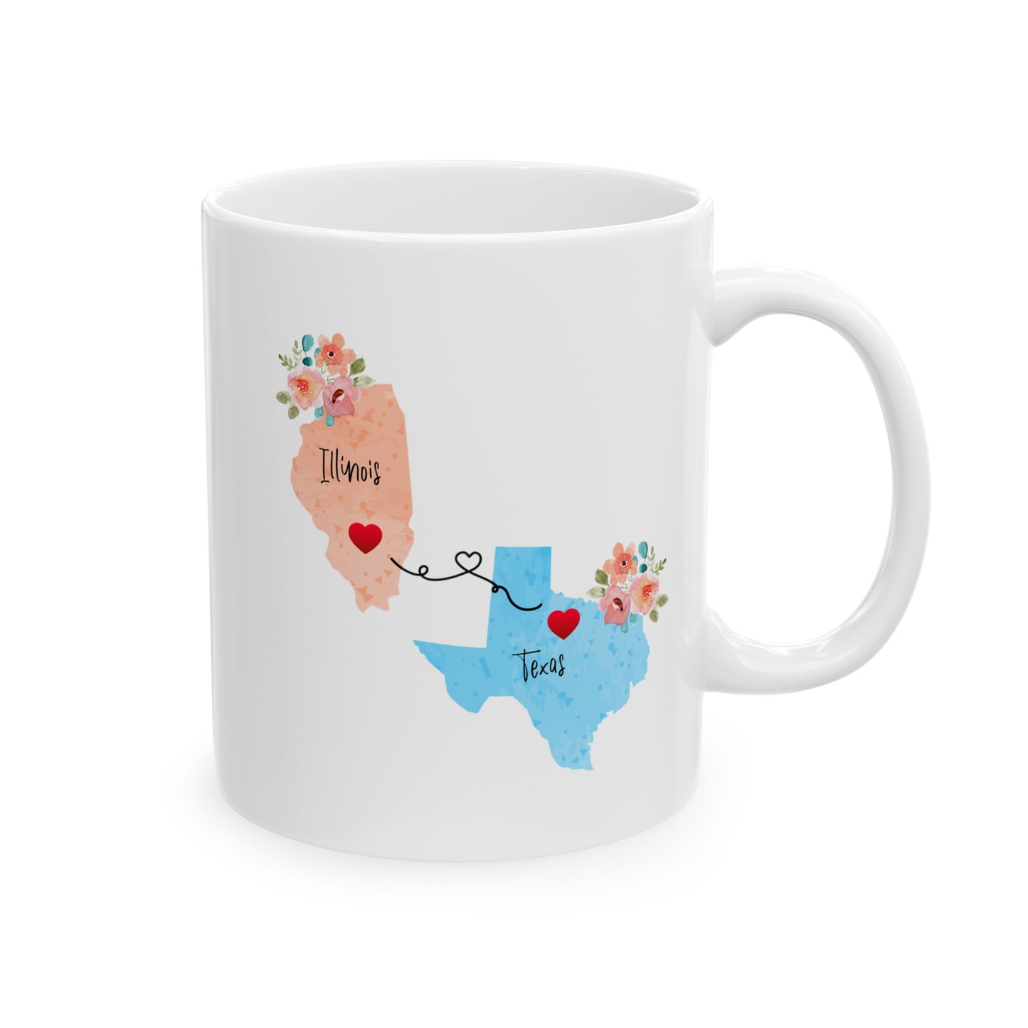 Mom and Dad Long Distance Coffee Mug - Illinois Texas Design | Perfect Gift for Coffee Lovers