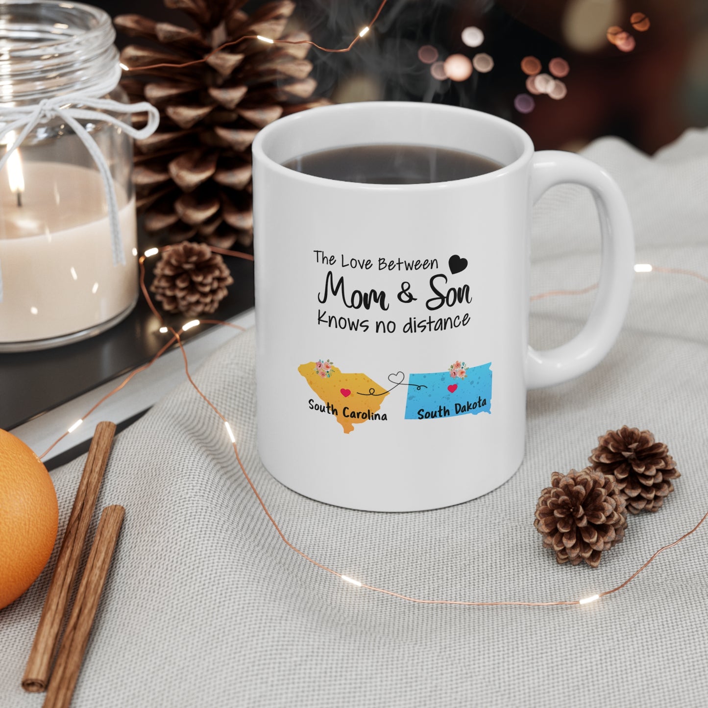 Mom Ceramic Coffee Mug - The Love Between Mom & Son Knows No Distance | Mother's Day Gift