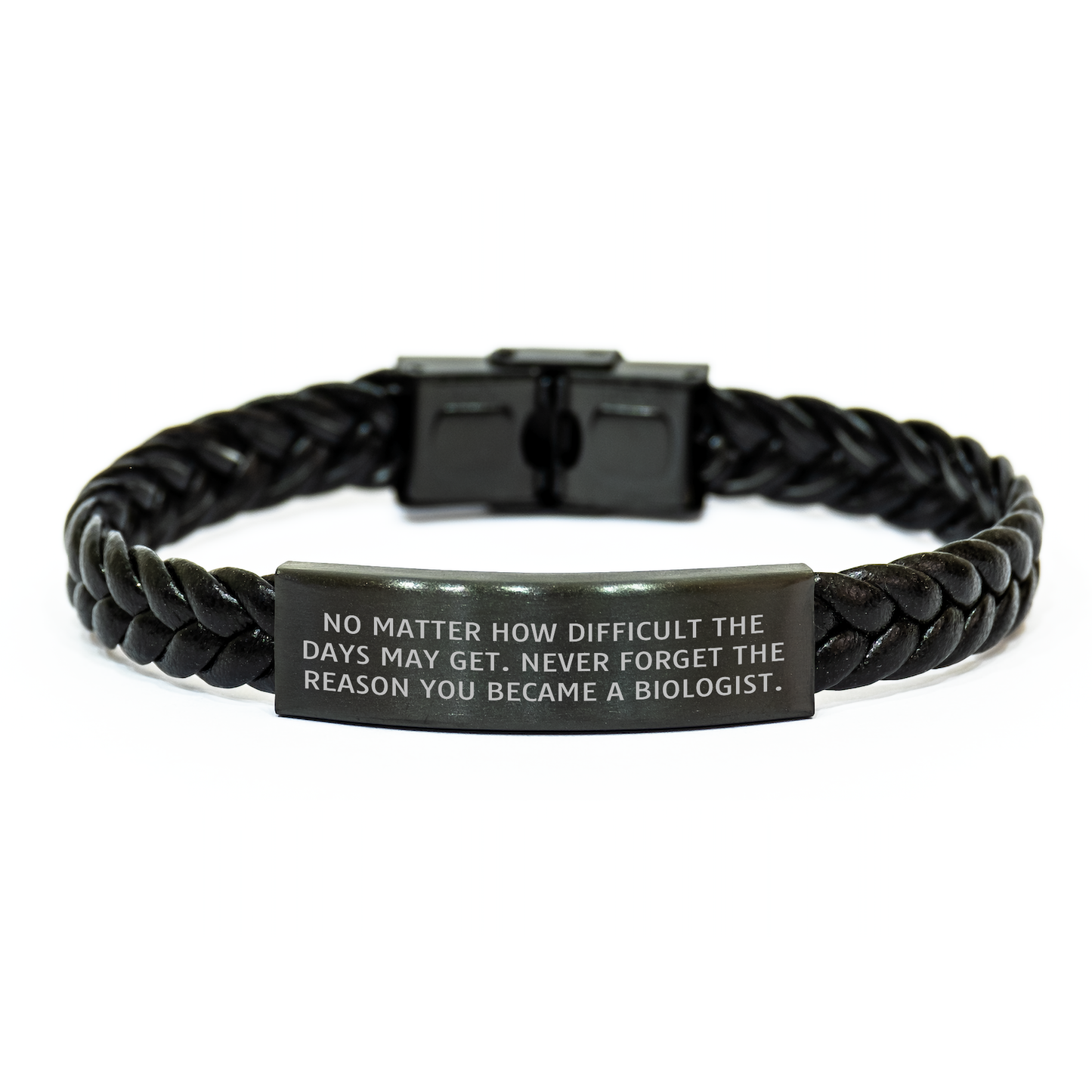 Inspirational Biologist Quote Interlaced Leather Bracelet, Gifts from Family for Biologist Mom, Unique Mother's Day Unique Gifts, Stainless Steel and PU Leather Combination, 7.87 inches - Image 1