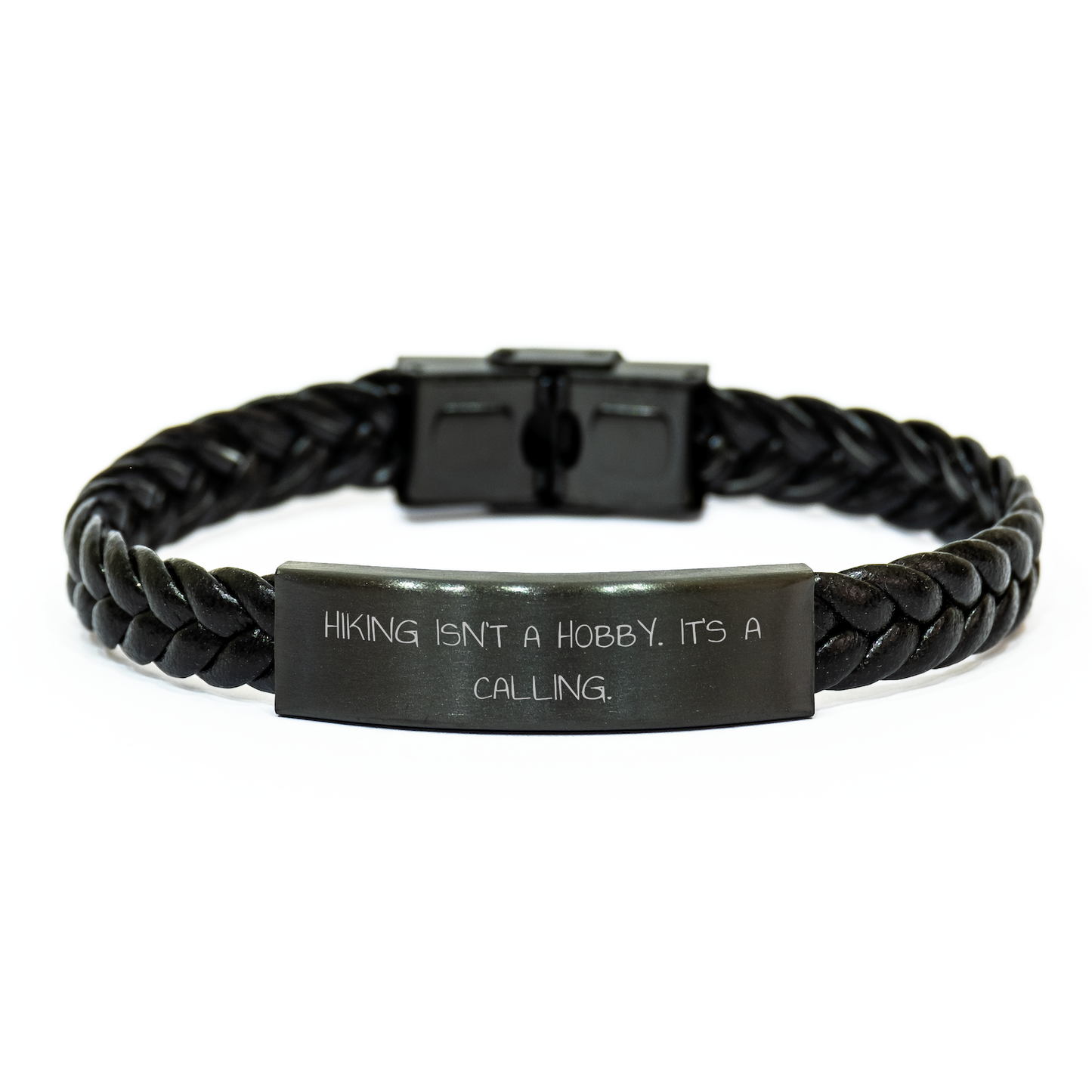 Hiking Isn't A Hobby. It's A Calling. - Interlaced Leather Bracelet Gifts for Hiking Men from Family - Unique Father's Day Unique Gifts - Image 1