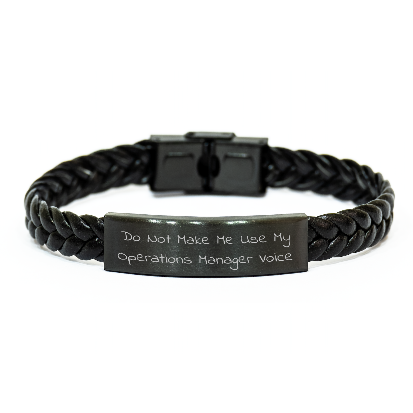 Operations Manager Humor Gifts, Interlaced Leather Bracelet, Do Not Make Me Use My Operations Manager Voice, Graduation Unique Gifts from Friends - Image 1