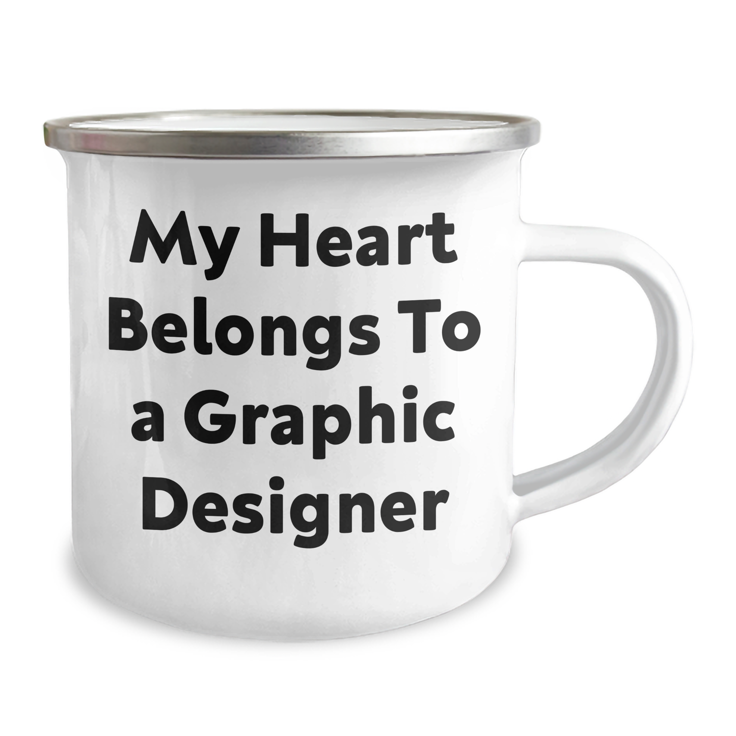 Funny Graphic Designer Gifts from Men for Mother's Day - 'My Heart Belongs To A Graphic Designer' Camping Mug - Image 2