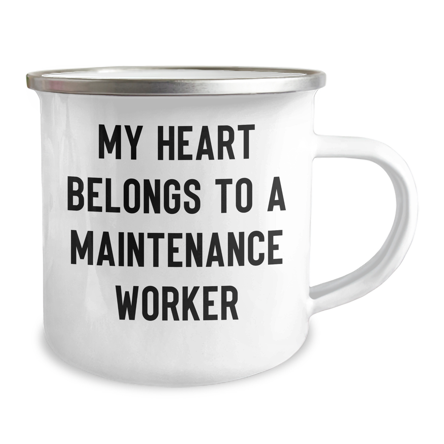 Maintenance Worker Camping Mug, Funny Quote 'My Heart Belongs To A Maintenance Worker', Gifts from Men to Maintenance Worker on Mother's Day - Image 2