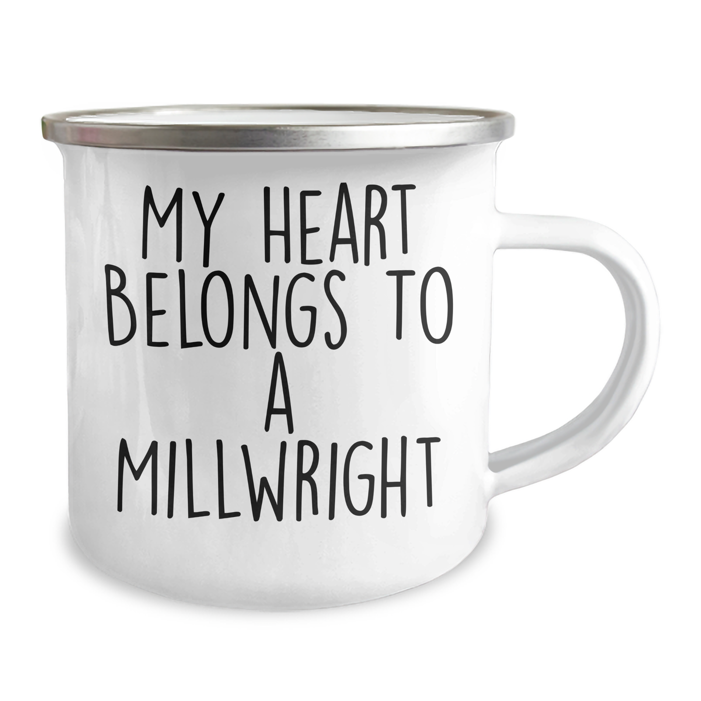 Funny Millwright Gifts for Him, 'My Heart Belongs To A Millwright', Enamel Camping Mug for Father's Day, Gifts from Men to Millwrights - Image 2