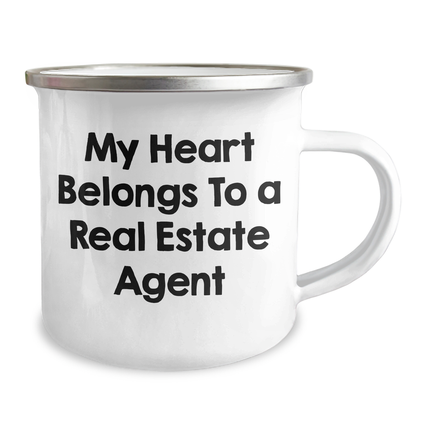 Funny Real Estate Agent Gifts from Friends - My Heart Belongs To A Real Estate Agent Camping Mug for Real Estate Agent, Father's Day Unique Gifts for Men, Gifts from Family - Image 2