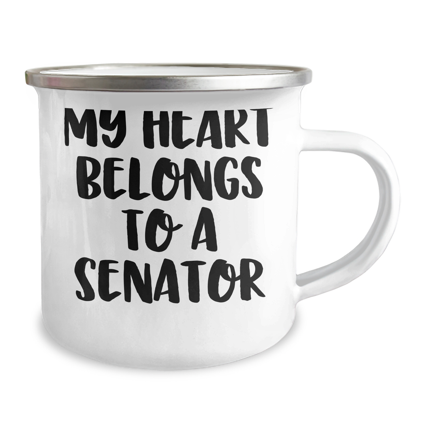 Senator Gifts, Funny Quote Camping Mug, 'My Heart Belongs To A Senator' - Unique Fathers Day Unique Gifts for Senator, Gifts from Family, Friends, Men, or Women - Image 2