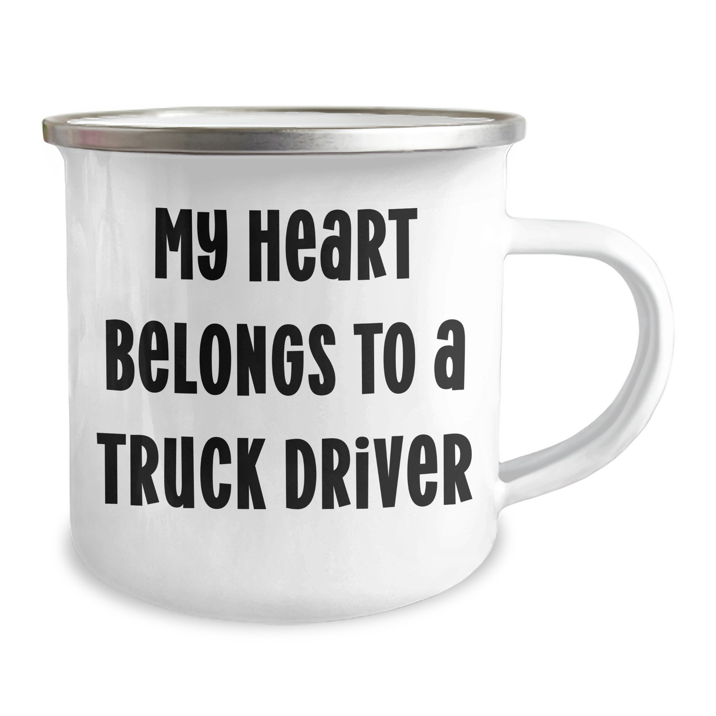 Funny Truck Driver Gifts - My Heart Belongs To A Truck Driver Camping Mug, Unique Birthday Present for Husband, Father's Day Unique Gift from Family - Image 2