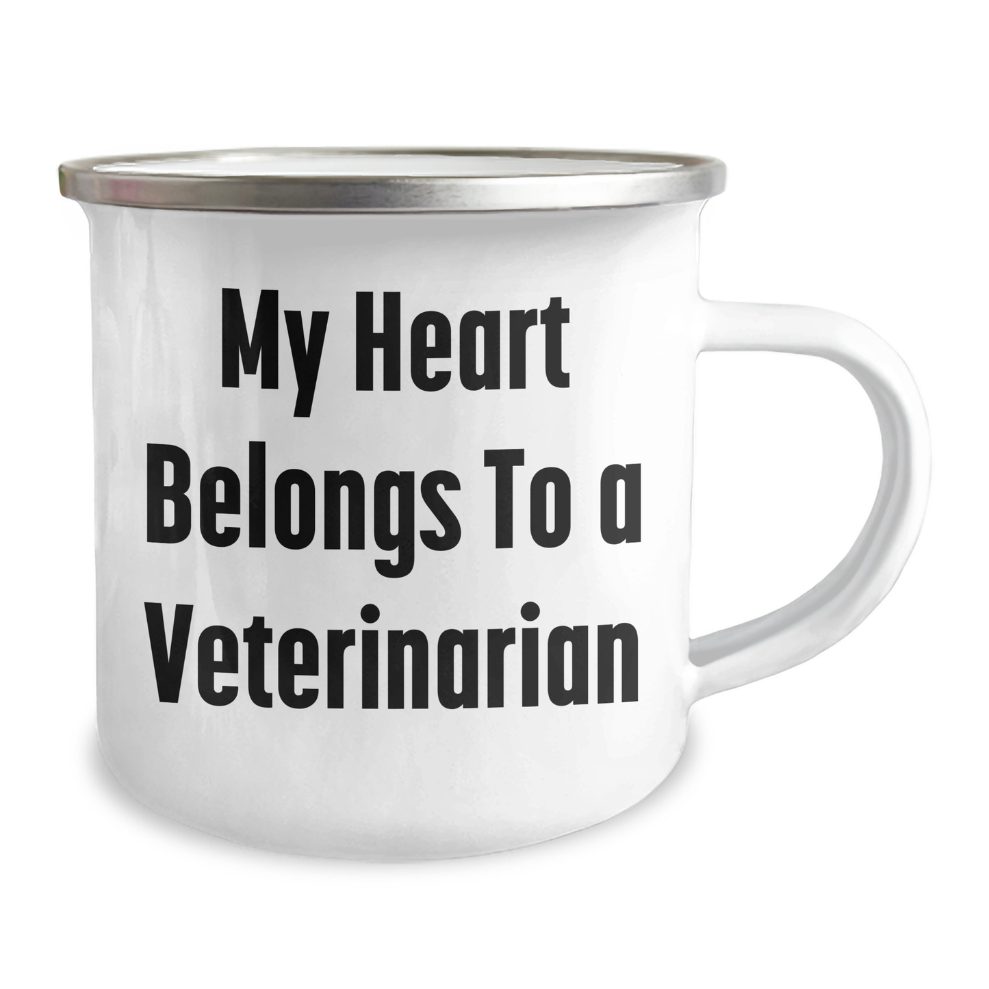 Funny Veterinarian Gifts from Men to Women - 'My Heart Belongs To A Veterinarian' Quote on Camping Mug, Gift for Mother's Day - Image 2