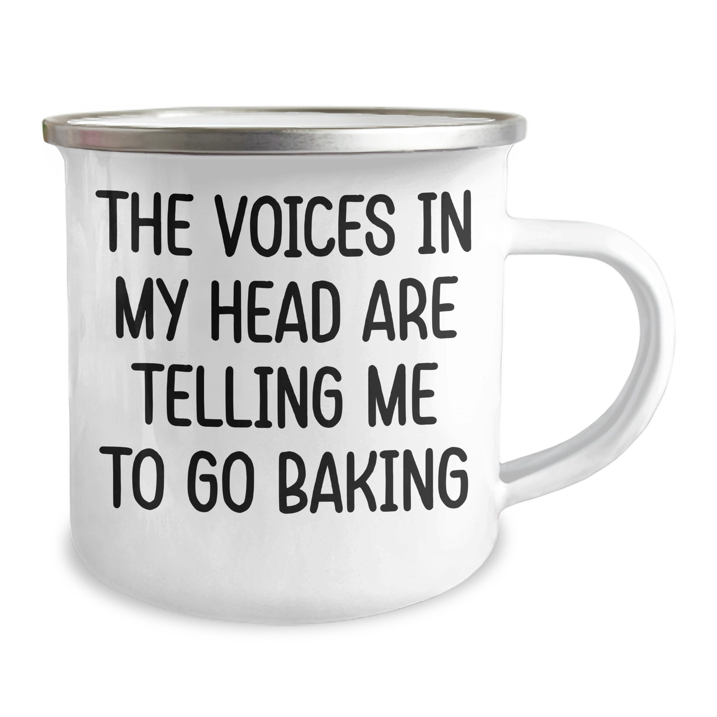 Funny Baking Quote Camping Mug, Gifts for Men from Family on Father's Day, 'The Voices In My Head Are Telling Me To Go Baking', Baking Enthusiast Mug - Image 2