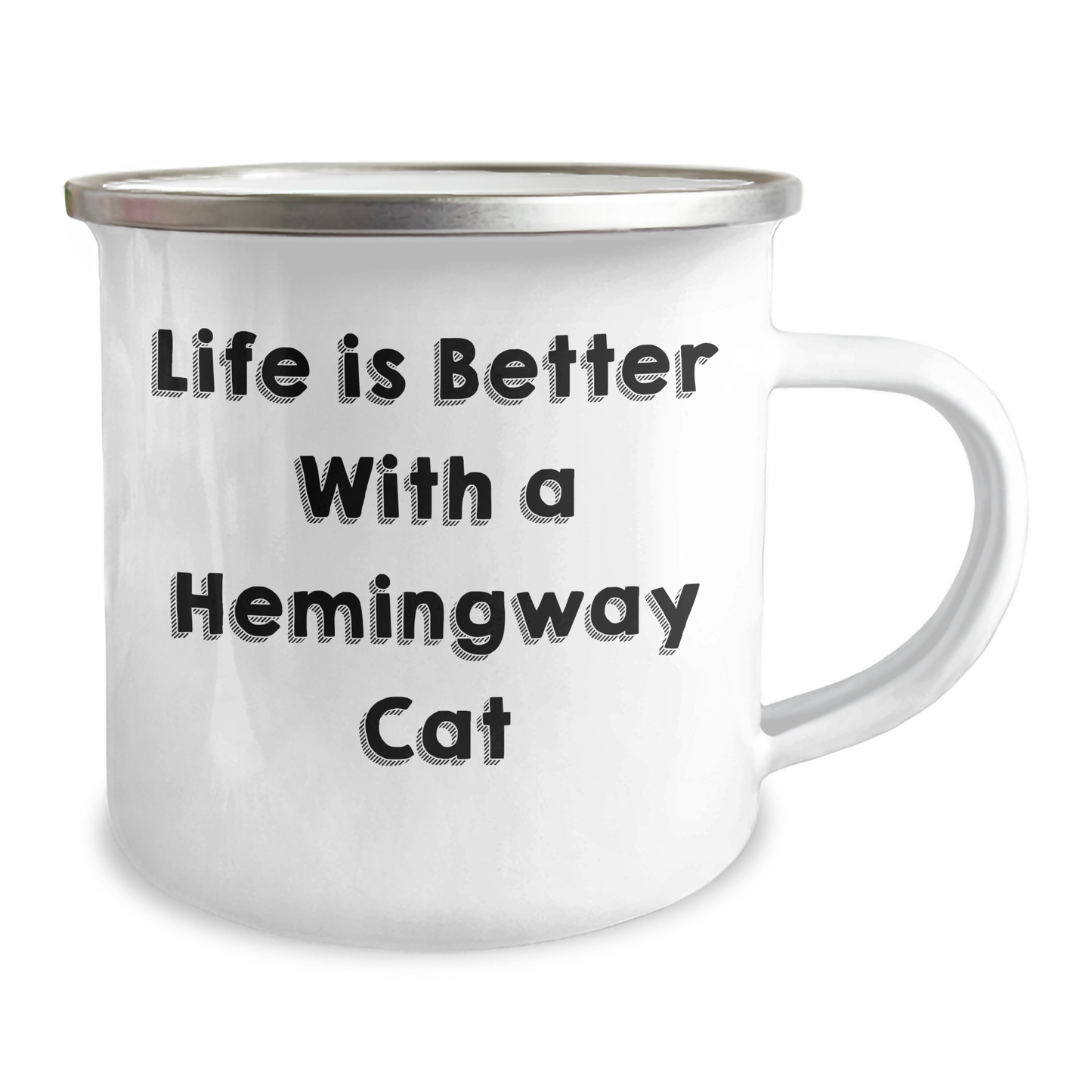 Funny Hemingway Cat Gifts for Men from Dad - Life Is Better With A Hemingway Cat, 12 oz Camping Mug - Image 2