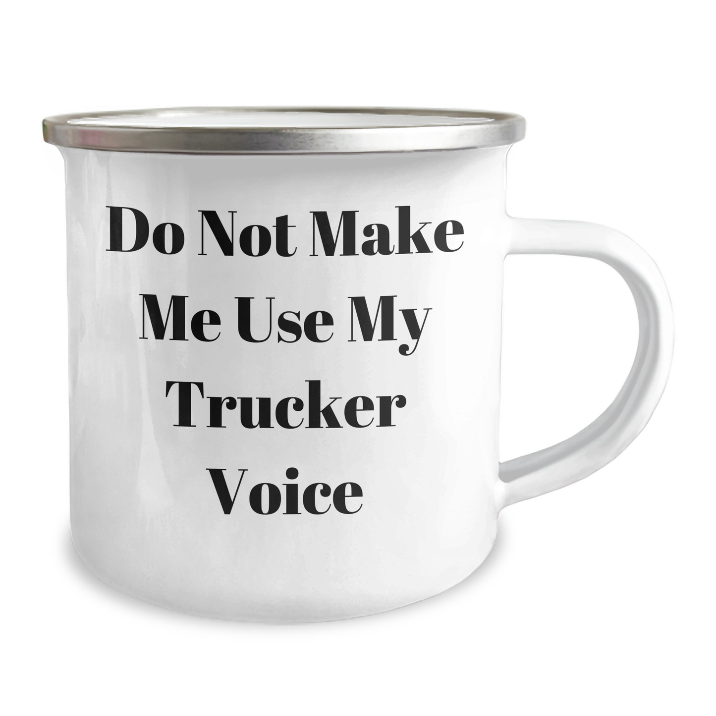 Trucker Gifts from Friends, Unique Graduation Trucker Camping Mug, Funny 'Do Not Make Me Use My Trucker Voice' Quote, 12 oz Stainless Steel with Enamel Finish - Image 2