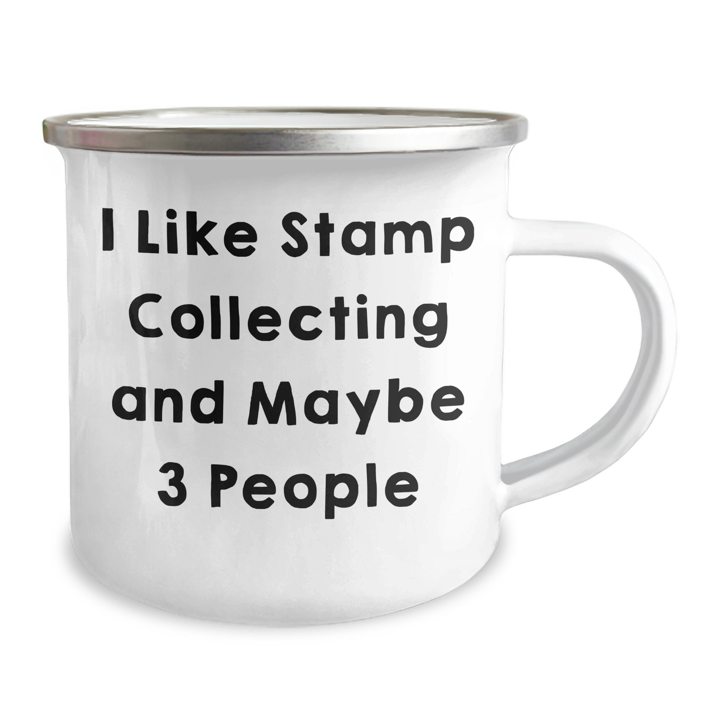 Funny Quote Stamp Collecting Gifts for Friend's Graduation, Camping Mug with Enamel Finish, 12 oz Capacity - Image 2