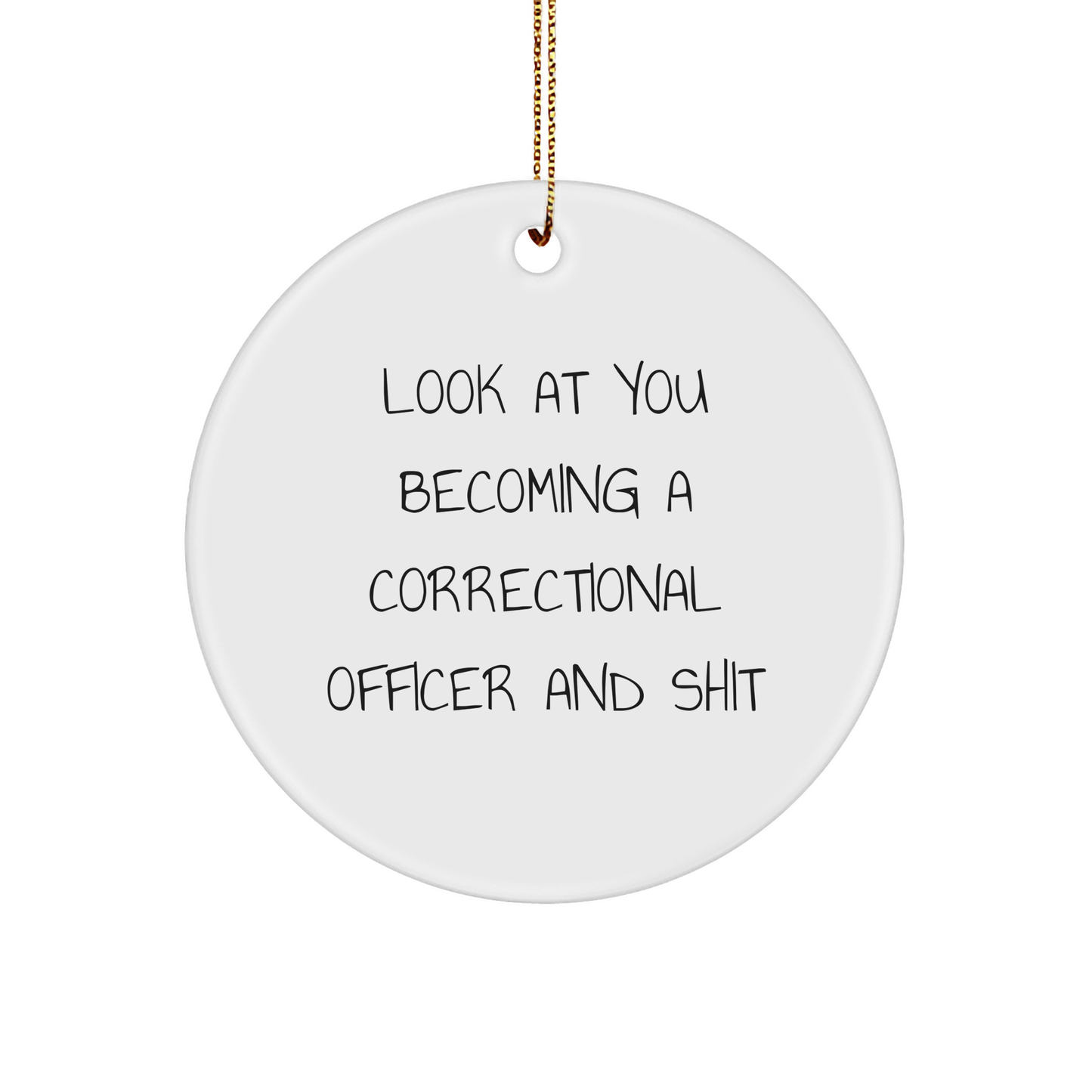 Funny Correctional Officer Gifts for Men Friends Coworkers from 'Look At You Becoming A Correctional Officer And Shit' Circle Ornament, Christmas Unique Presents for Officers - Image 1