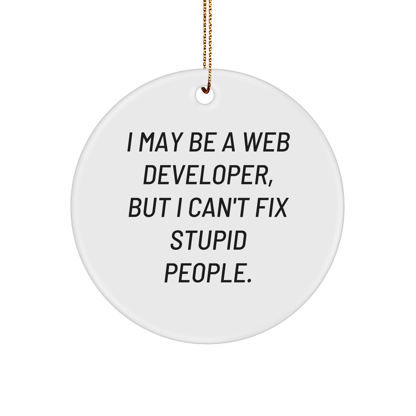 Funny Web Developer Gift for Colleagues: I May Be A Web Developer, But I Can't Fix Stupid People. Circle Ornament for Web Developers, Celebrate Christmas Unique Gifts for Funny Programmer - Image 1