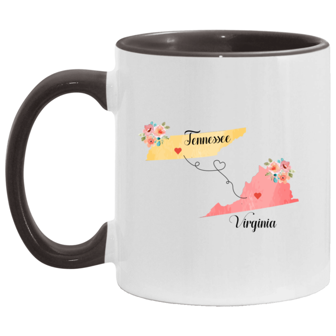 Tennessee Virginia Coffee Mug - Long Distance Love Design | Moving Away Gift