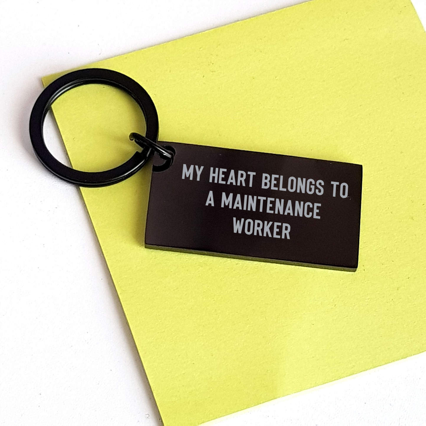 Funny Maintenance Worker Gifts from Men to Maintenance Worker Keychain with 'My Heart Belongs To A Maintenance Worker' Quote for Mother's Day Unique Gifts - Image 3