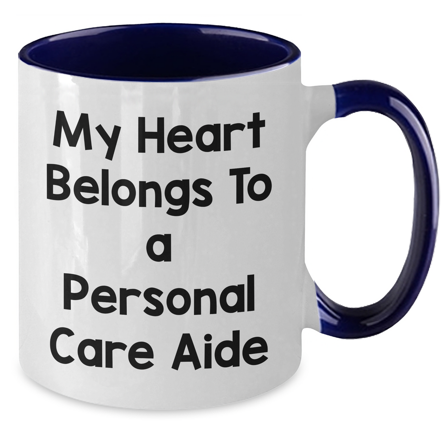 Funny Personal Care Aide Gifts from Friends and Family - 'My Heart Belongs To A Personal Care Aide' Two Tone Coffee Mugs for Men and Women on Father's Day - Additional
