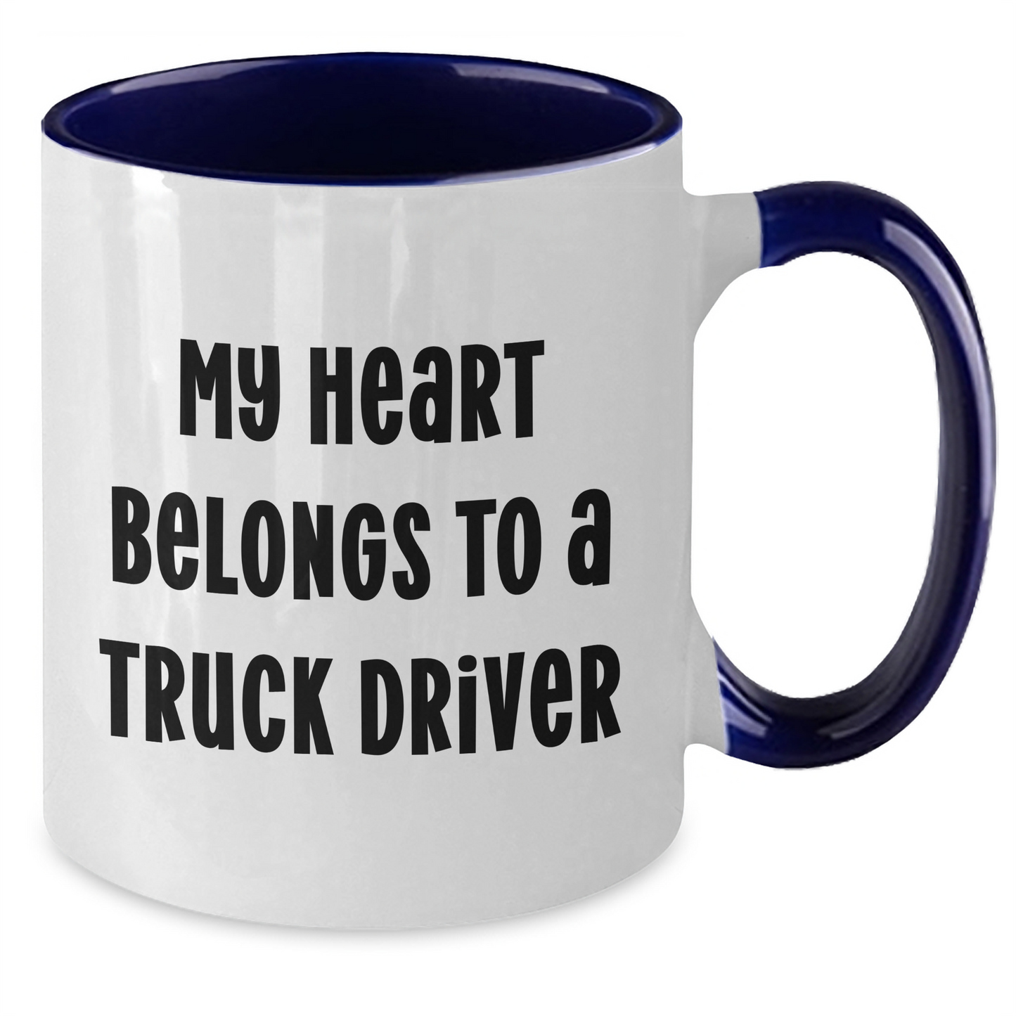 Funny Truck Driver Gifts from Women to Men - My Heart Belongs To A Truck Driver Two Tone Coffee Mug, Father's Day Unique Gifts for Truckers, 11oz Ceramic Mug - Additional