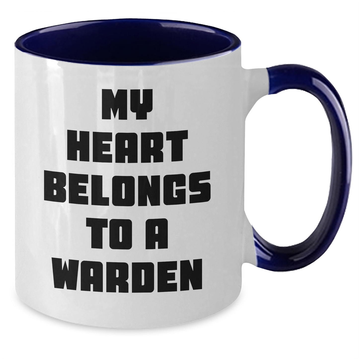 Warden Gifts, Funny Two Tone Coffee Mugs, 'My Heart Belongs To A Warden', Ideal Gifts from Family for Father's Day - Additional