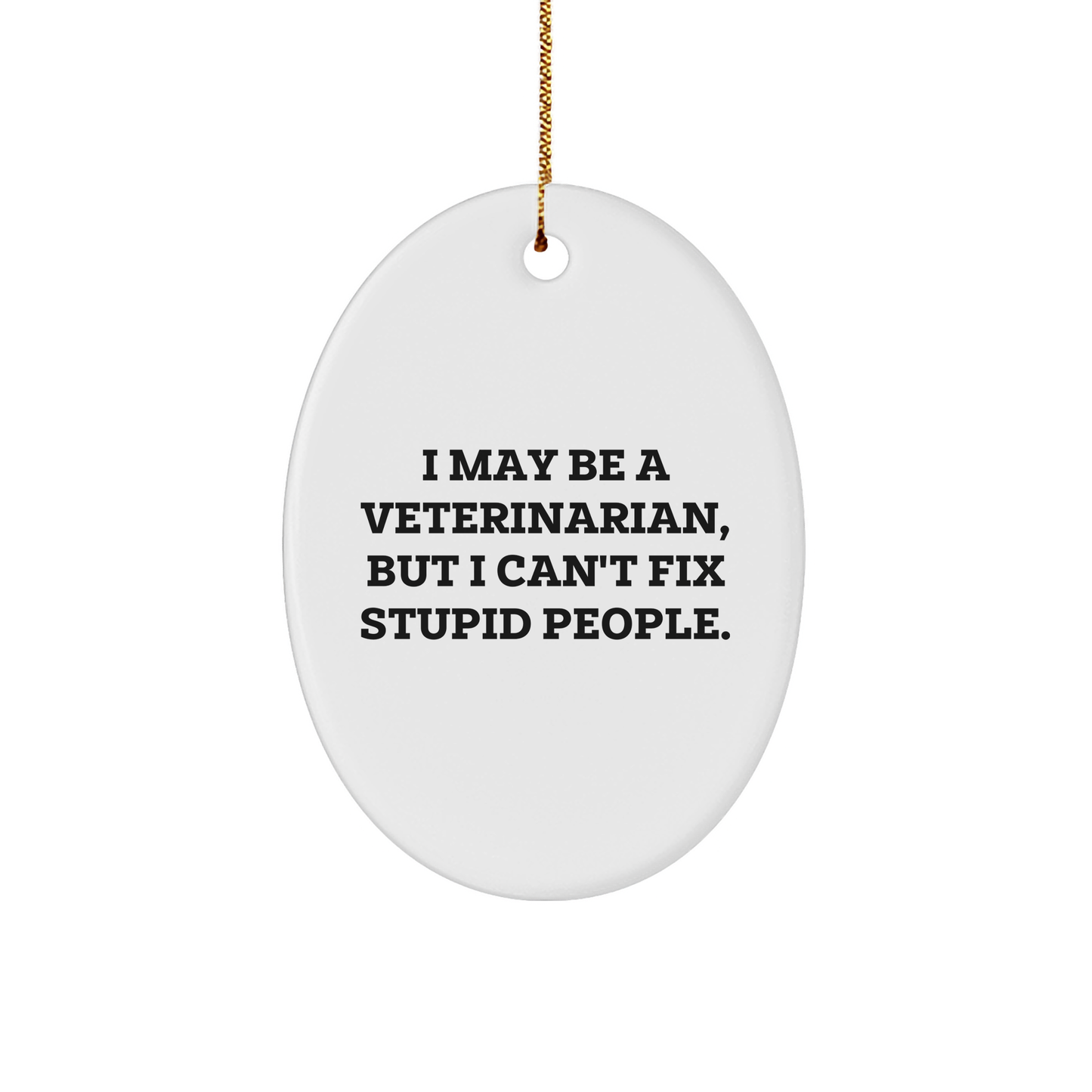 Veterinarian Gifts for Men, Funny Oval Ornament - I May Be A Veterinarian, But I Can't Fix Stupid People, Gifts from Friends for Christmas - Image 1