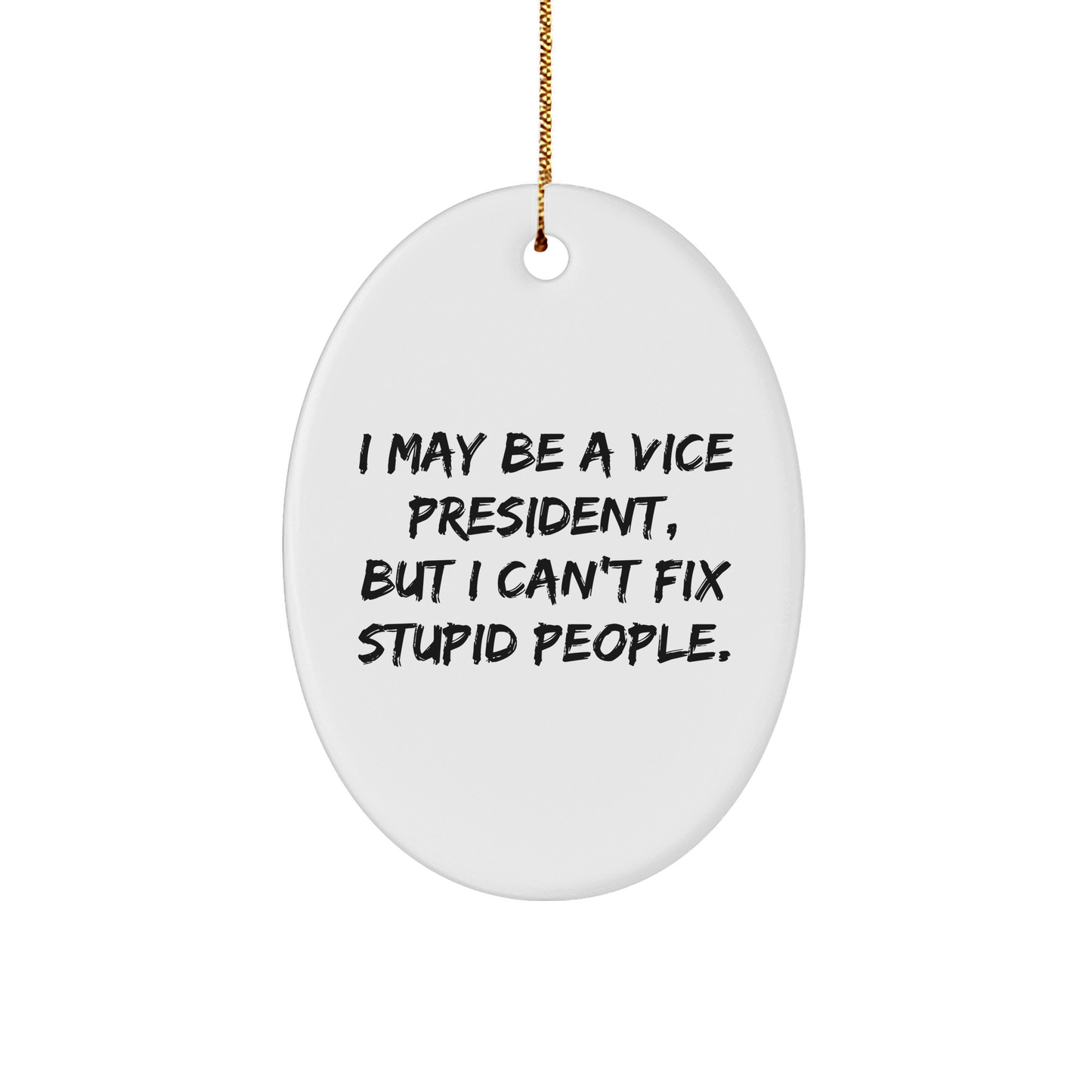 Funny Vice President Gifts from Friends for Christmas Oval Ornament, I May Be a Vice President, But I Can't Fix Stupid People, Christmas Unique Gifts for Vice President - Image 1