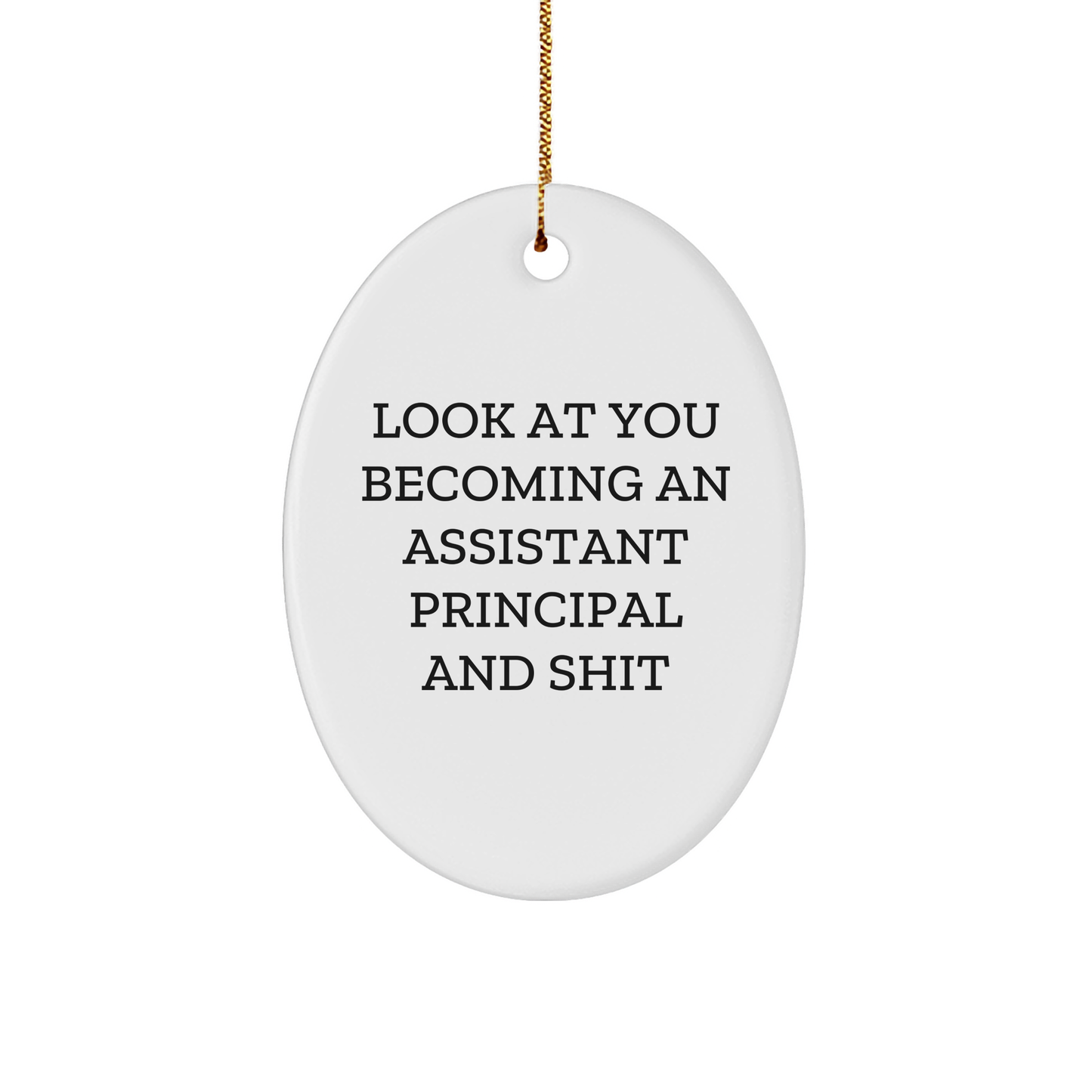Funny Assistant Principal Gifts for Christmas - Look At You Becoming An Assistant Principal And Shit Oval Ornament Gifts from Friends to Family - Image 1