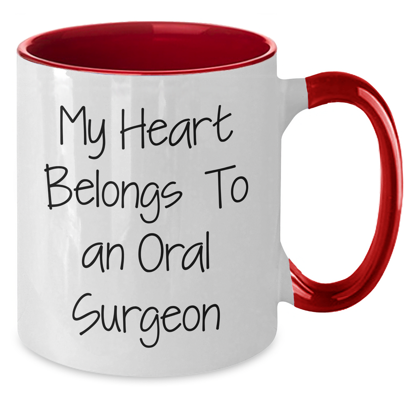 Funny Oral Surgeon Gifts from Men - My Heart Belongs To An Oral Surgeon Two Tone Coffee Mug, Father's Day Unique Gifts for Oral Surgeon - Additional