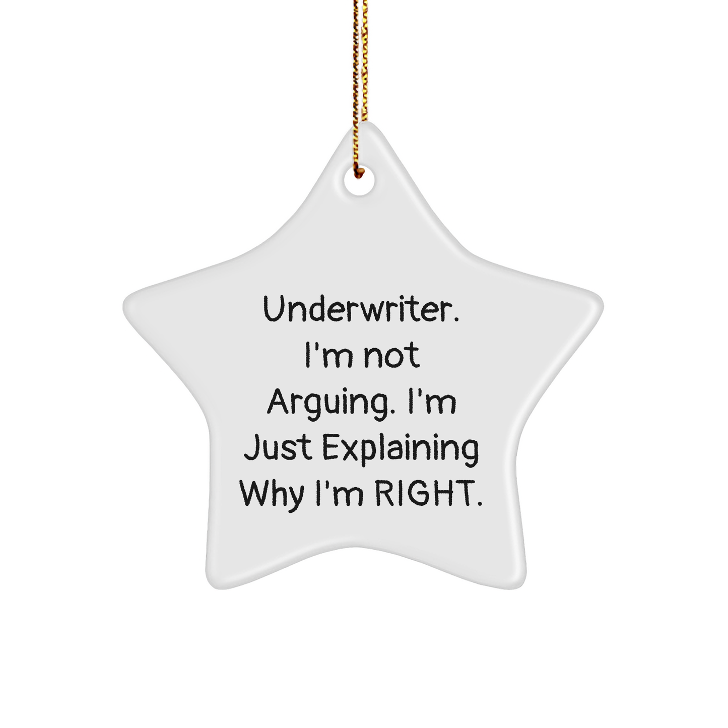 Funny Underwriter Gifts, Star Ornament Underwriter, I'm Not Arguing. I'm Just Explaining Why I'm Right. MDF Star Shaped Decor, Christmas Unique Gift for Underwriter - Image 1