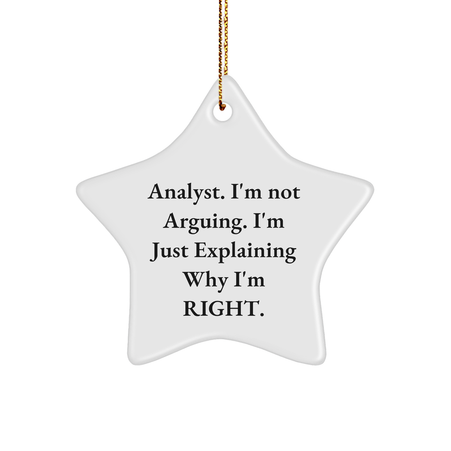 Analyst Star Ornament, 'I'm Not Arguing. I'm Just Explaining Why I'm Right., Funny Gifts from Friends, Christmas Unique Gifts for Analyst - Image 1