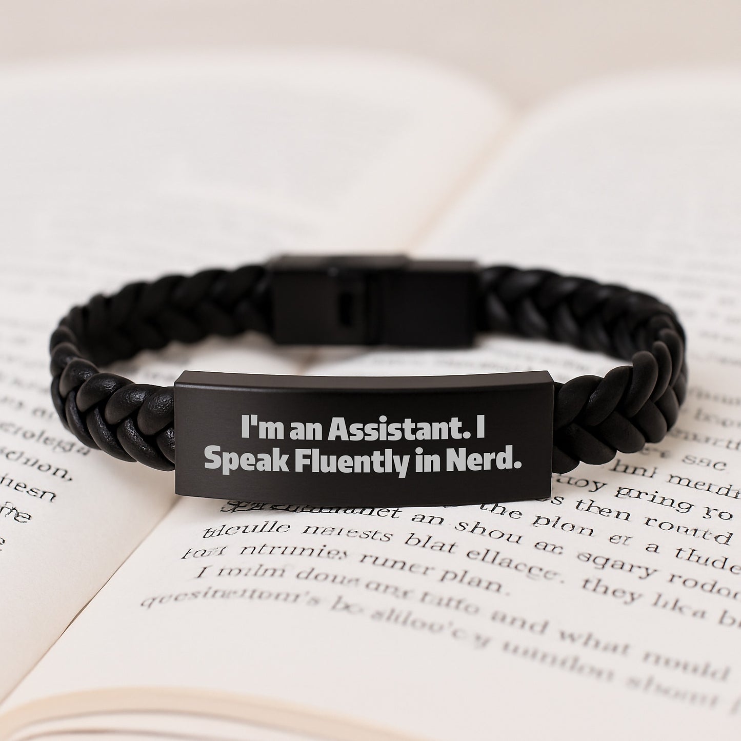 Funny Assistant Gifts for Men, genius-Themed Interlaced Leather Bracelet, Engraved Stainless Steel, Unique Christmas Memorable Presents from Friends, Coworkers, or Family - Image 3