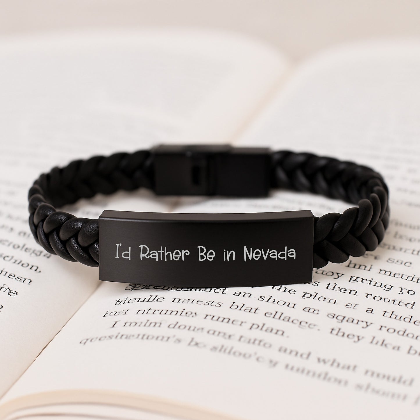 Nevada Inspired Interlaced Leather Bracelet, Funny Quote I'd Rather Be In Nevada, Valentine's Unique Gifts for Men Women Friends - Image 3