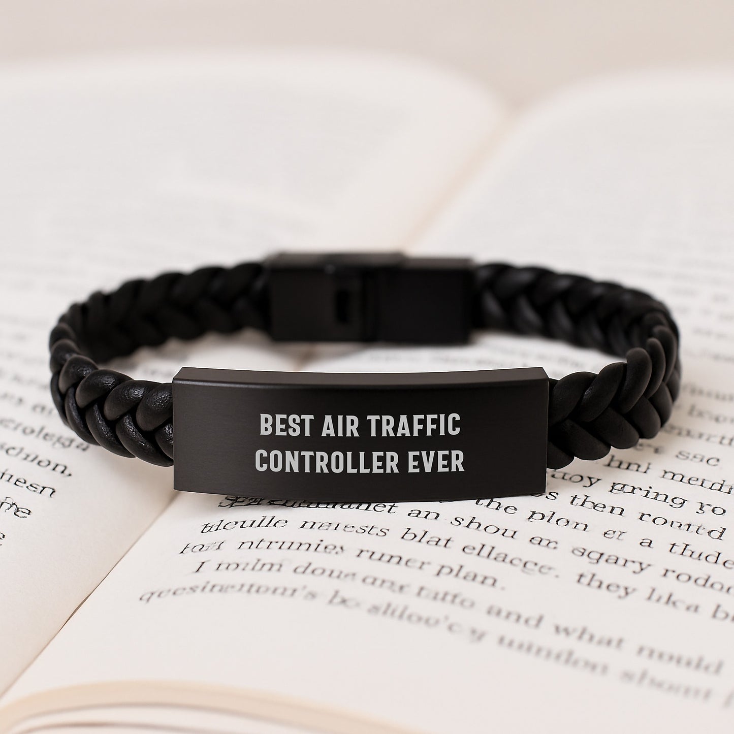 Air Traffic Controller Interlaced Leather Bracelet for Him Birthday Gift - Image 3