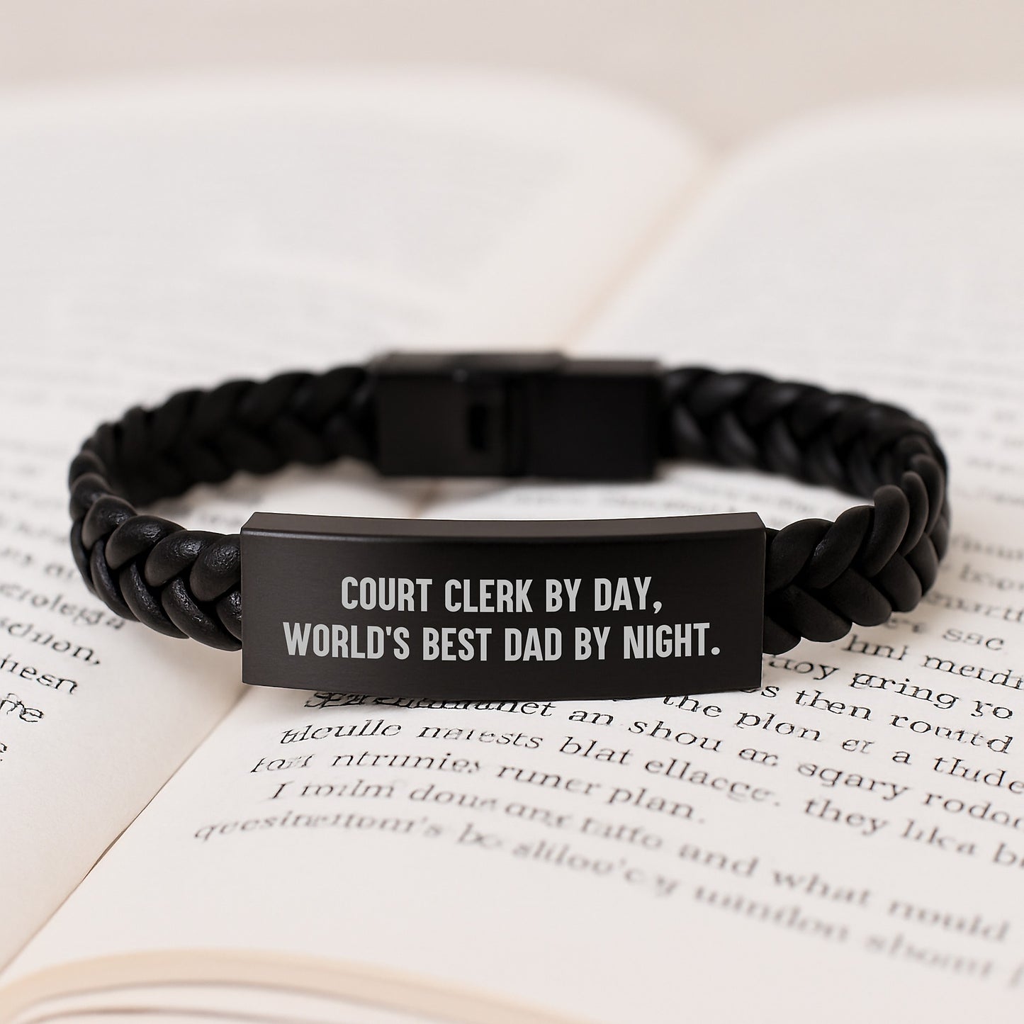Court Clerk Keepsake Interlaced Leather Bracelet for Him Birthday Gift - Image 3