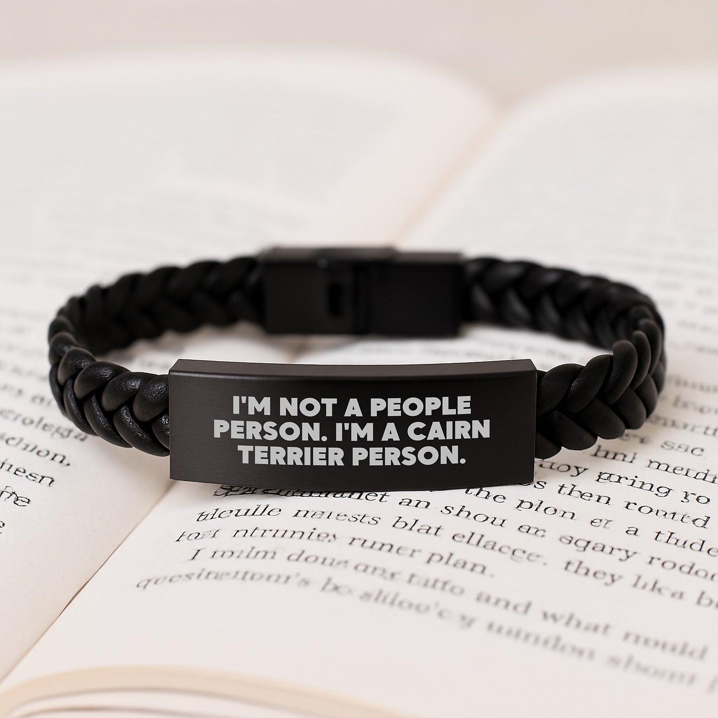 Funny Cairn Terrier Dog Gifts for Men - Unique Interlaced Leather Bracelet from Family for Birthday - Image 3