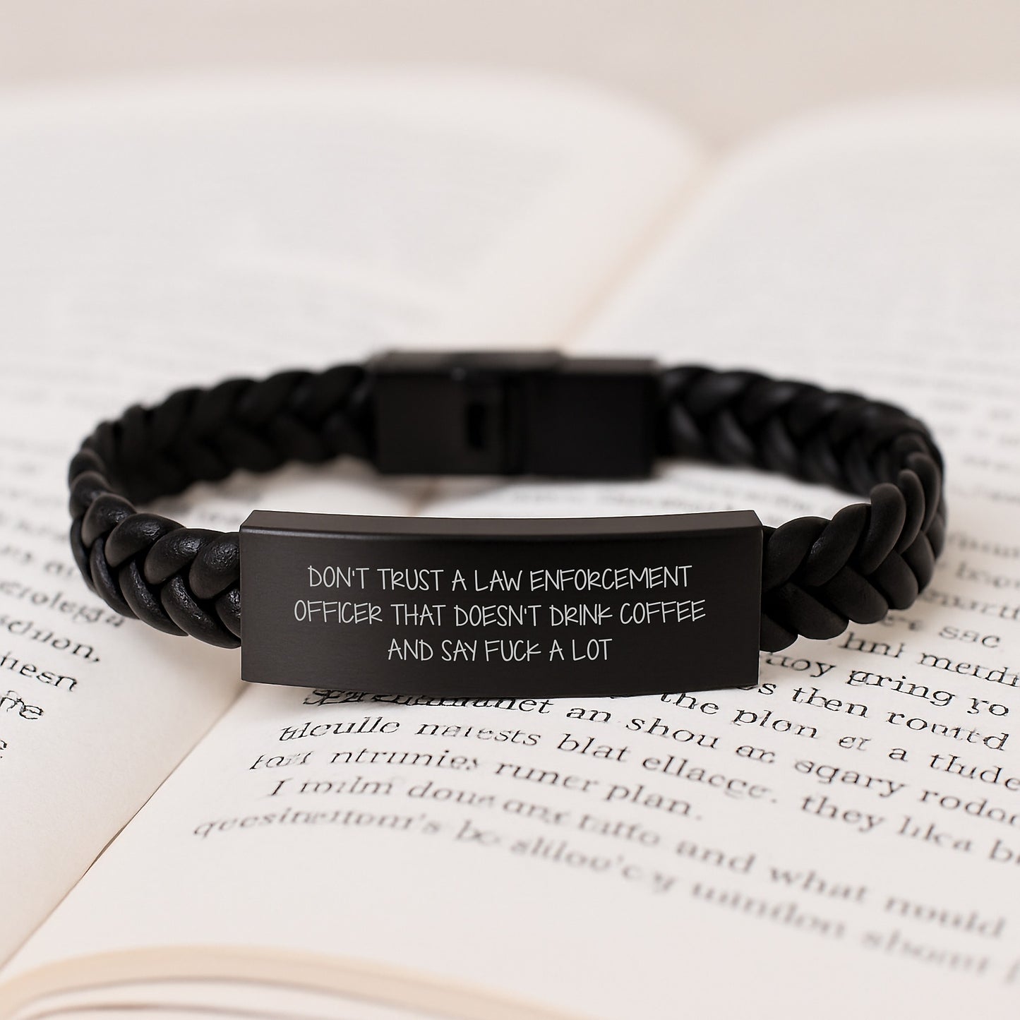 Funny Law Enforcement Officer Gifts for Men - Interlaced Leather Bracelet, Law Enforcement Officer Quote, Gifts from Friends - Image 3