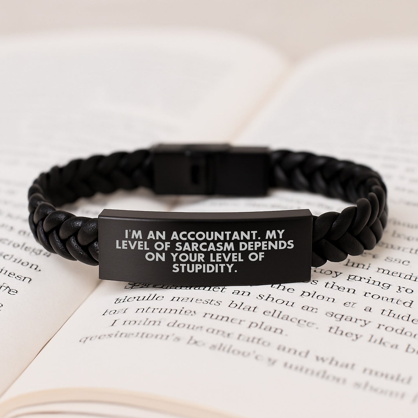 Accountant Unique Funny Sarcasm Christmas Unique Gifts from Men for Accountants Interlaced Leather Bracelet - Image 3