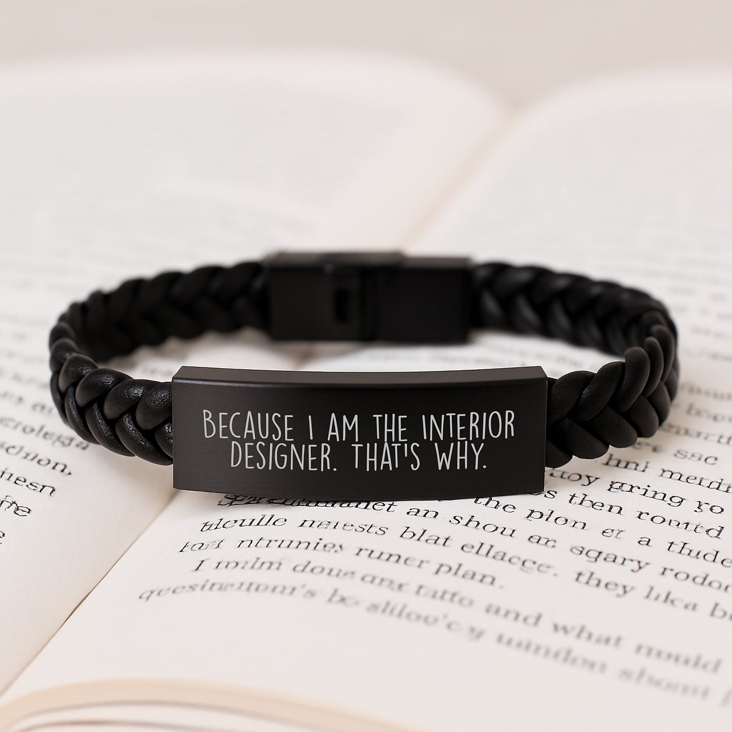 Unique Interior Designer Gift for Men Valentine's Unique Gifts from Friends - Interlaced Leather Bracelet Because I Am The Interior Designer That's Why - Image 3
