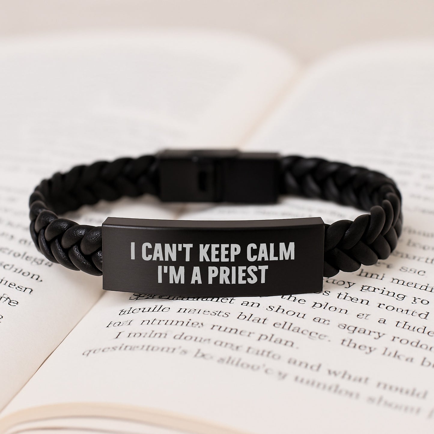 Funny Priest Interlaced Leather Bracelet Gifts from Friends for Valentine's Unique Priest I Can't Keep Calm I'm A Priest - Image 3