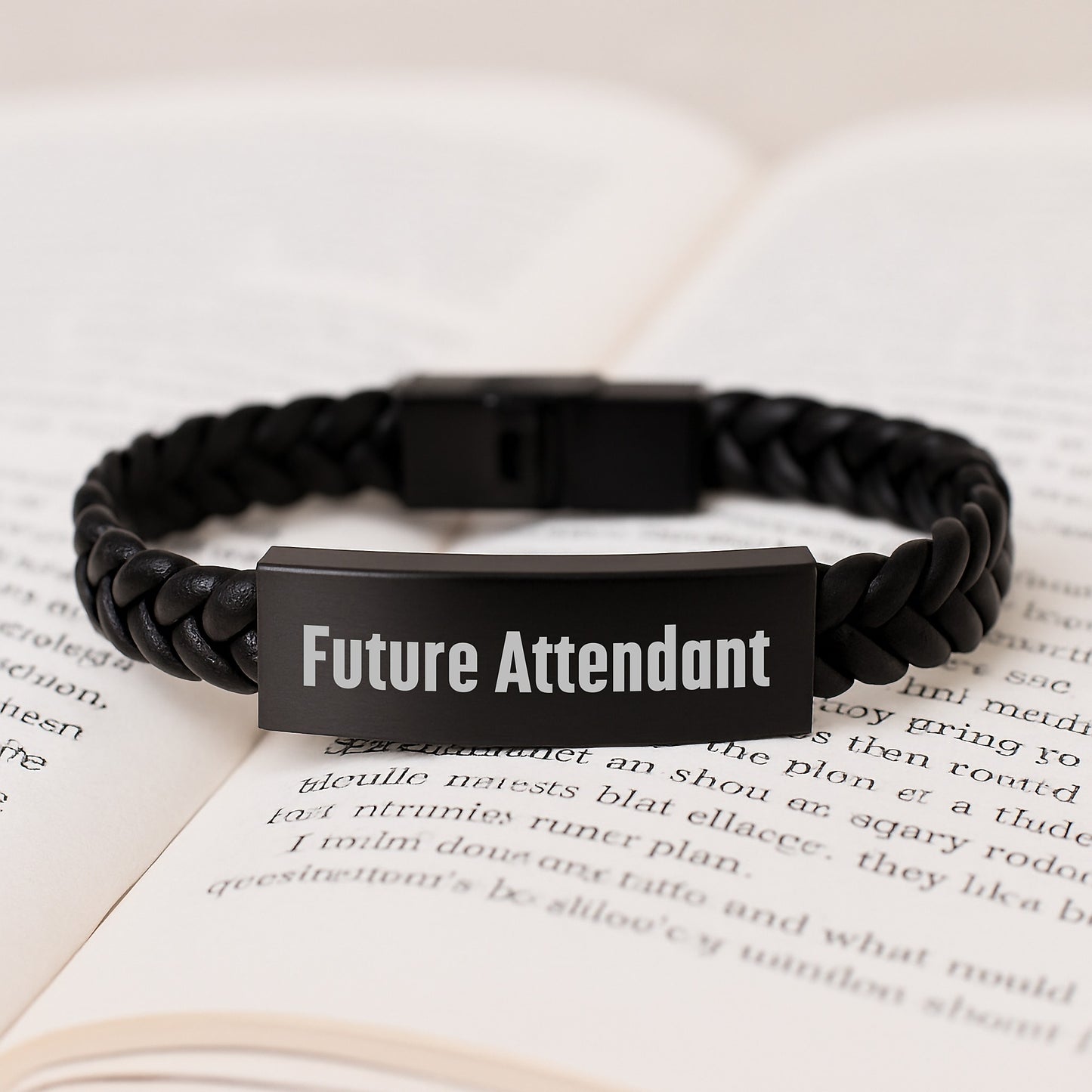 Funny Inspirational Gifts for Future Attendants, Unique Interlaced Leather Bracelet, Engraved Stainless Steel, Gifts from Friends, Family, Coworkers - Image 3